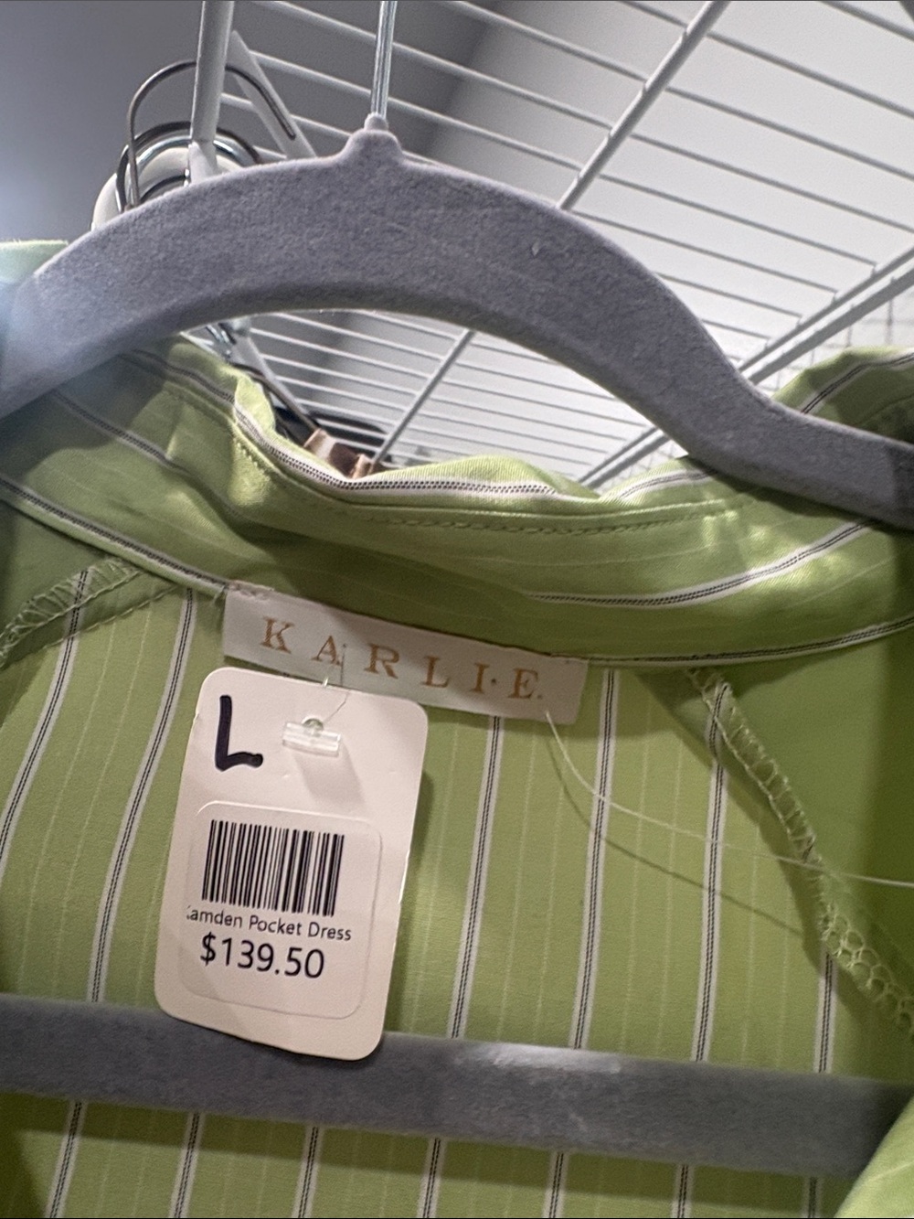 NWT! Karlie Lime Green Striped Pocket Dress - Picture 2 of 4